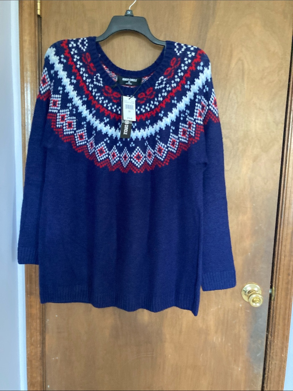 Inner circle crewneck sweater with fair isle like print casual business size 2X - Picture 11 of 16